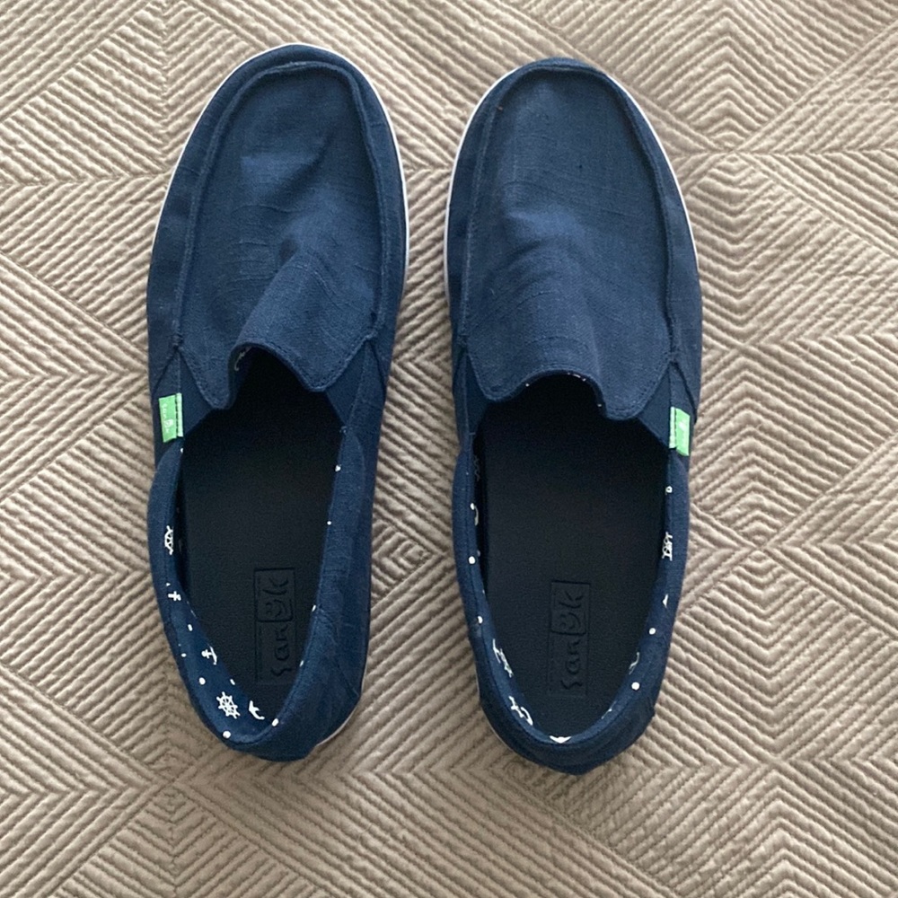 Mens Blue Sanuk Slip ons